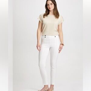 Laura Slim Leg Pull-on Bengaline Pants White